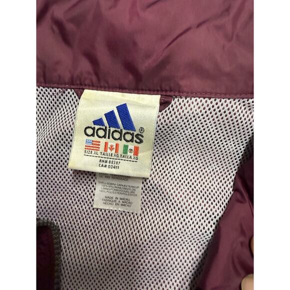 Vintage Adidas  windbreaker jacket 3 Stripes  Full Zipper Mens Size XL Purple - Picture 2 of 16